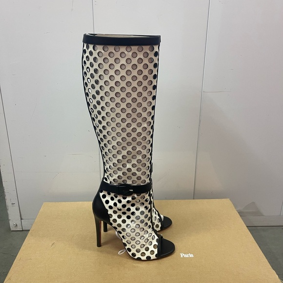 Christian Louboutin Black and White Heeled Boots - Picture 13 of 13